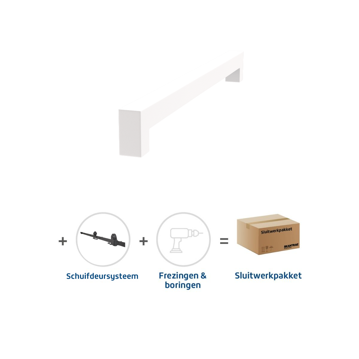 Sluitwerkpakketten met Deurgreep 16x300 Squared Wit